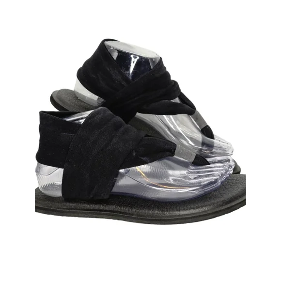 Sanuk Black & Gray Yoga Sling 2 Sandals Women's Size 7 - Picture 1 of 7